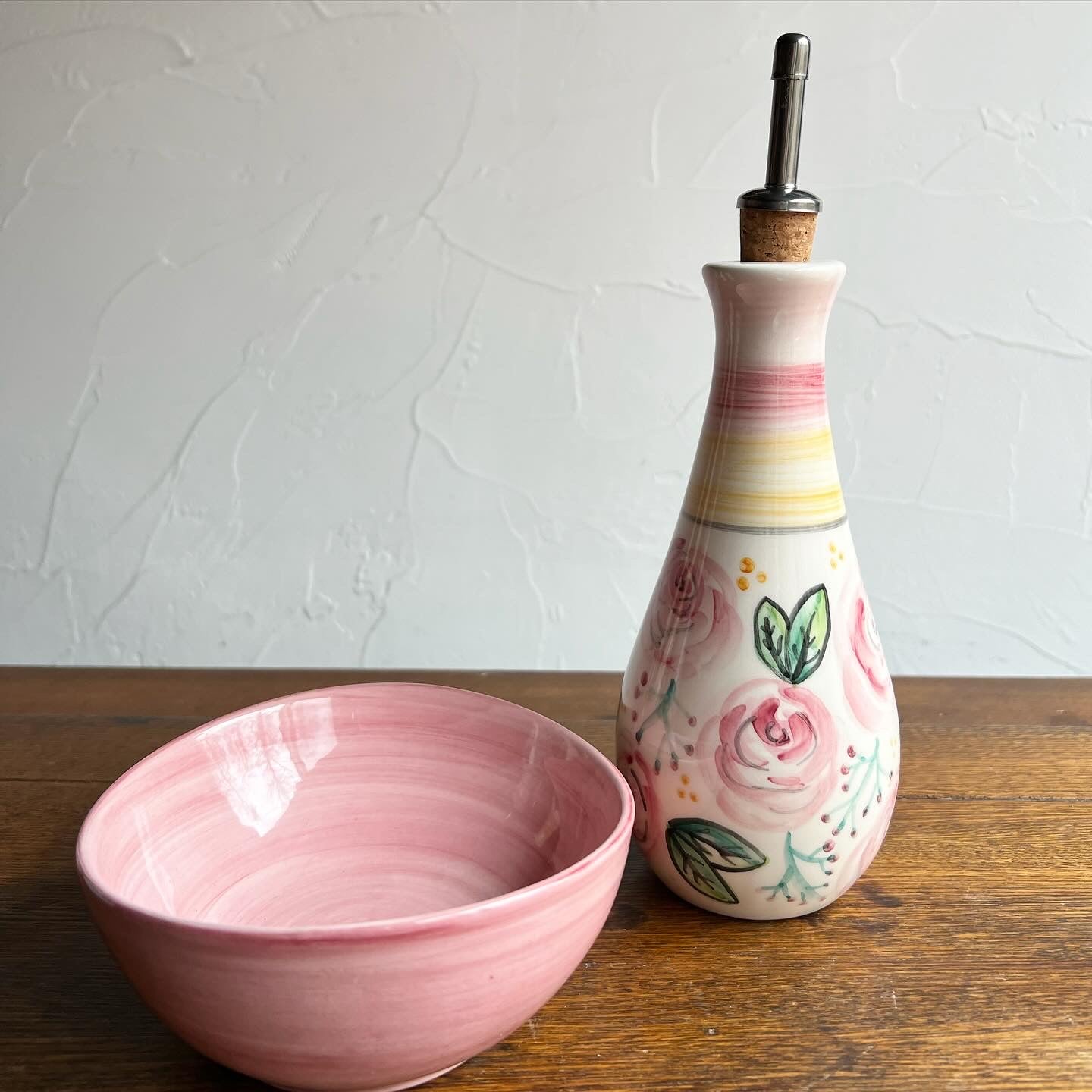 Oil Bottle Bowl Set-Pink