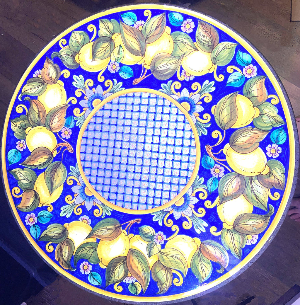 Round Table Hand Painted on Lava Stone
