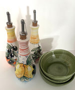 Load image into Gallery viewer, Italian Oil Bottle Bowl Set-Green
