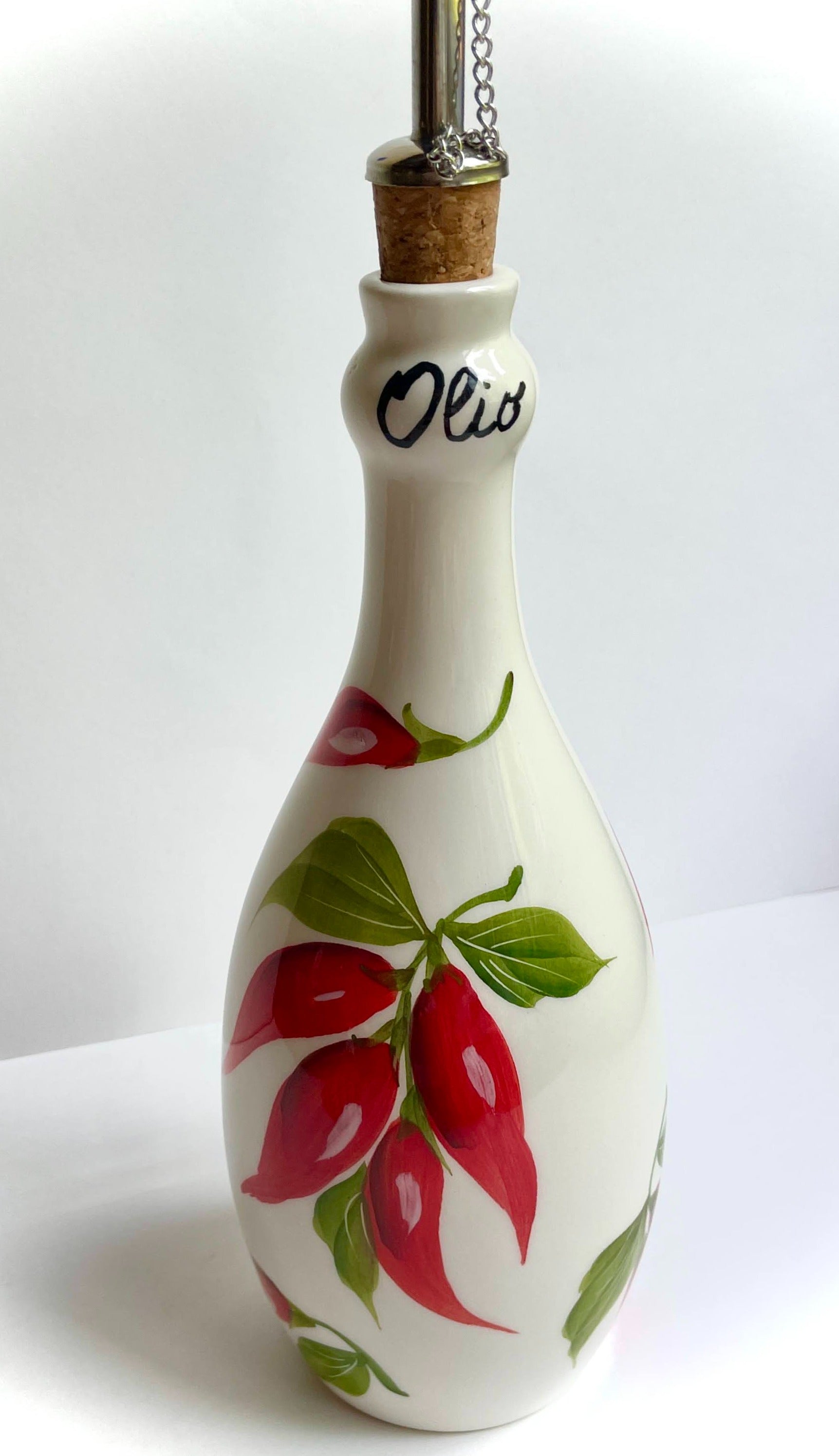 Chili Peppers Olive Oil Bottle