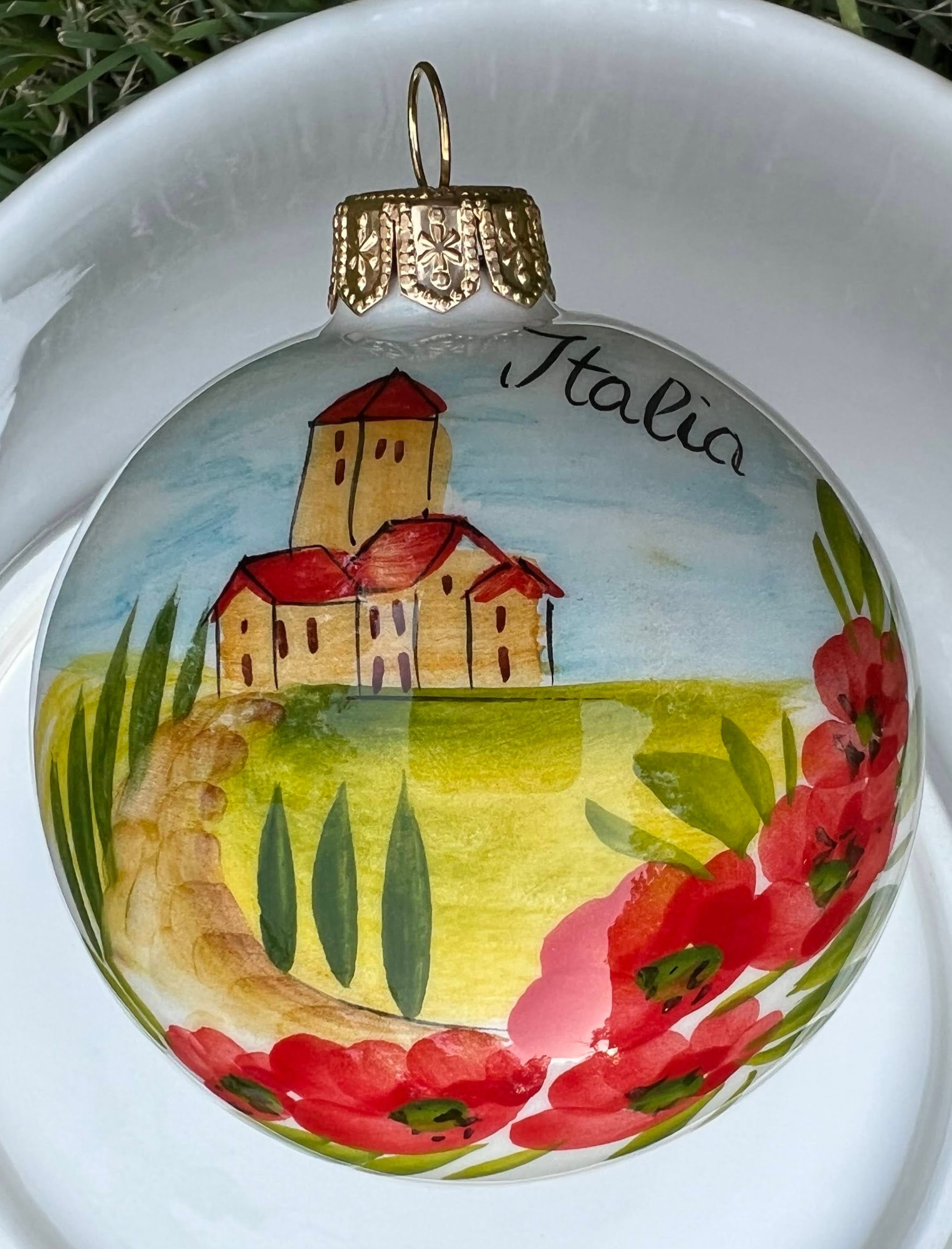 Italian Scenes Ornament hand painted In Italy