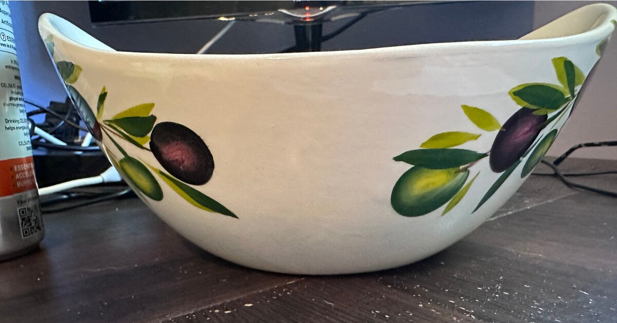 Black and Green Olive Bowls Hand Painted in Malta