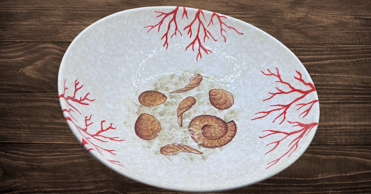 Hand Painted Coral Design Dishes