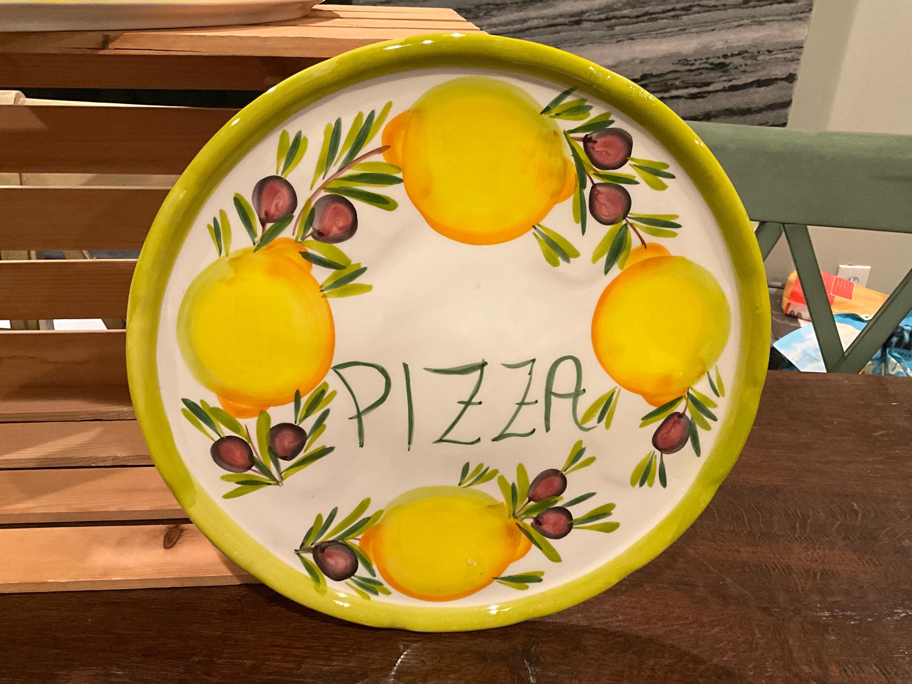 Hand-Painted Maltese Pizza Plates: 13" microwave and dishwasher safe wonders for fun pizza nights