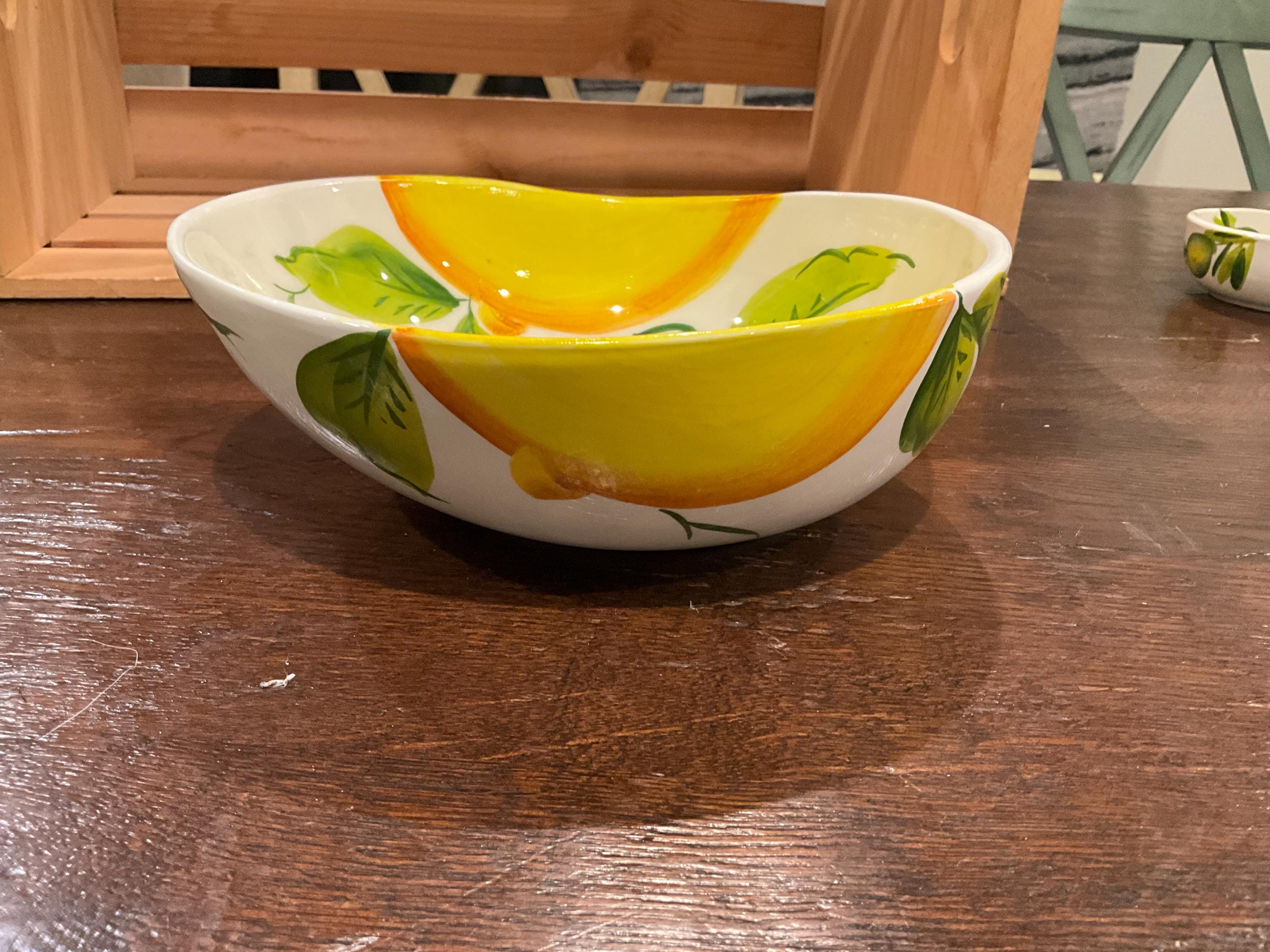 Hand Painted in Malta Lemon Serving Bowls