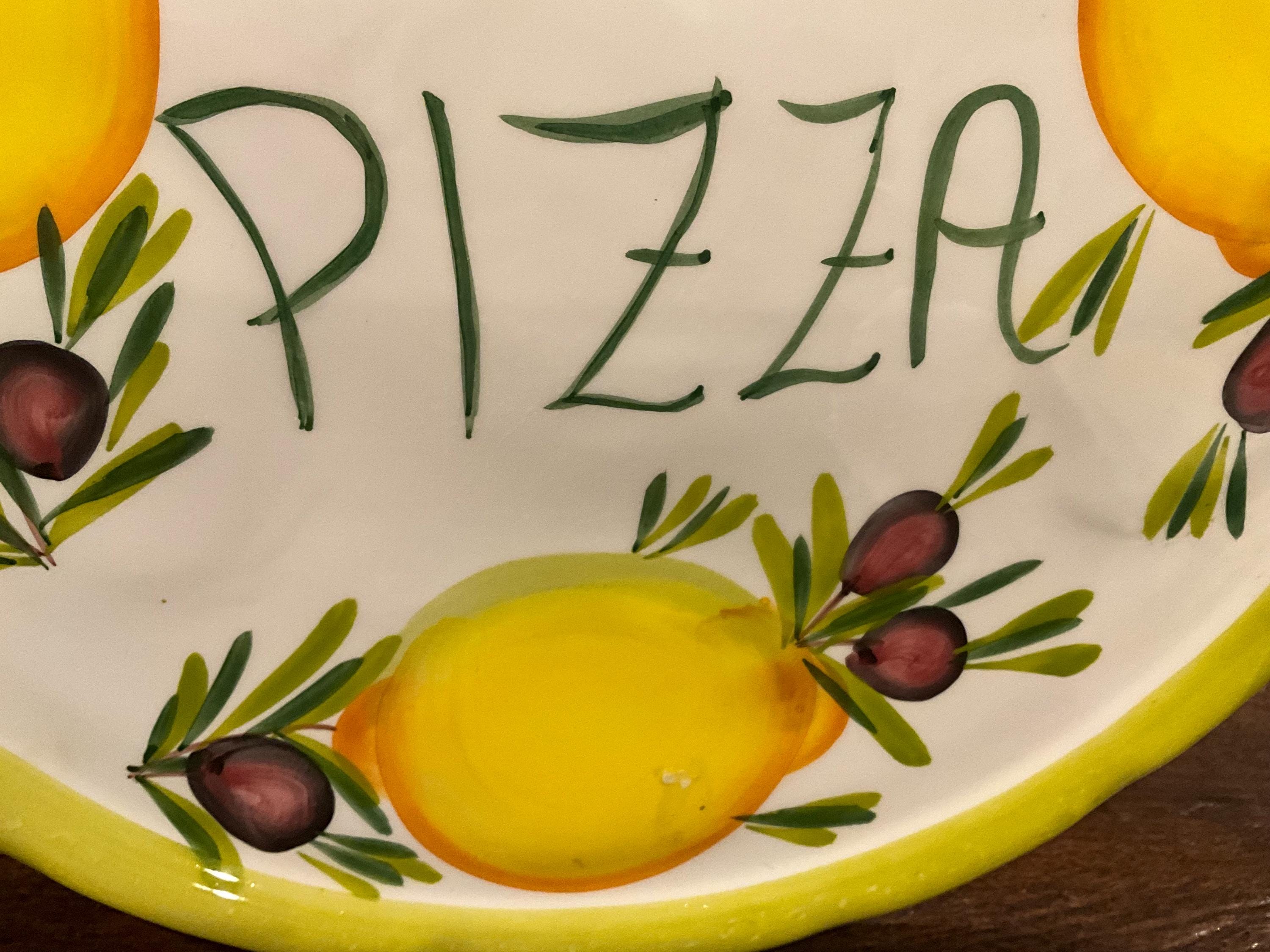 Hand-Painted Maltese Pizza Plates: 13" microwave and dishwasher safe wonders for fun pizza nights