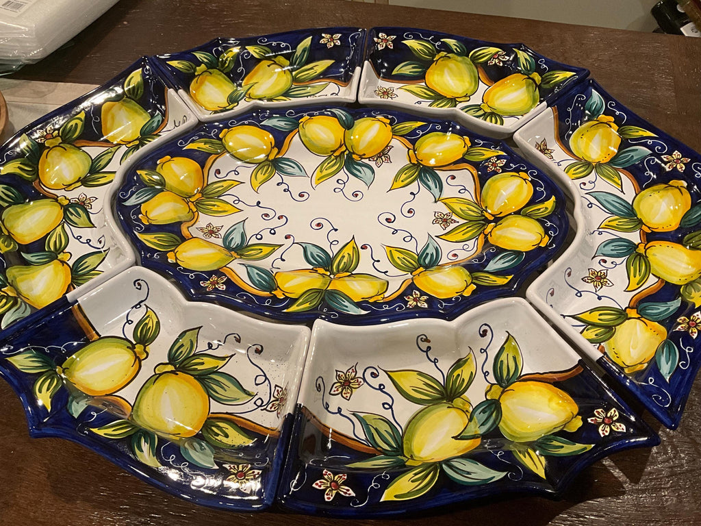 Hand-painted 7-piece antipasto serving sets