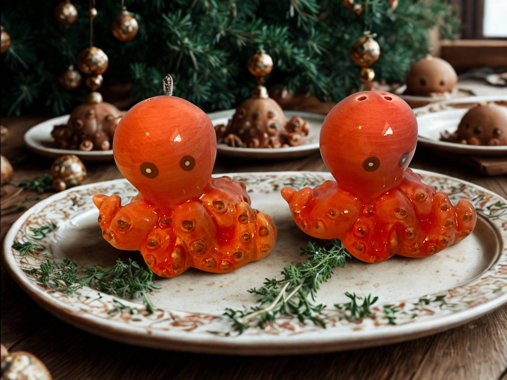 Adorable Hand-Painted Italian Octopus Salt & Pepper Shakers