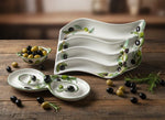 Load image into Gallery viewer, Hand-Painted Maltese Ceramic Olive Tray | Mediterranean Serving Dish | Artisan Pottery from Malta | Unique Kitchen Decor | Appetizer Platter
