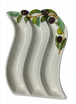 Load image into Gallery viewer, Hand-Painted Maltese Ceramic Olive Tray | Mediterranean Serving Dish | Artisan Pottery from Malta | Unique Kitchen Decor | Appetizer Platter
