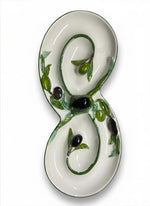 Load image into Gallery viewer, Hand-Painted Maltese Ceramic Olive Tray | Mediterranean Serving Dish | Artisan Pottery from Malta | Unique Kitchen Decor | Appetizer Platter
