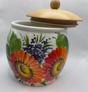 Large Biscotti Jar with Red Sunflower Gerber