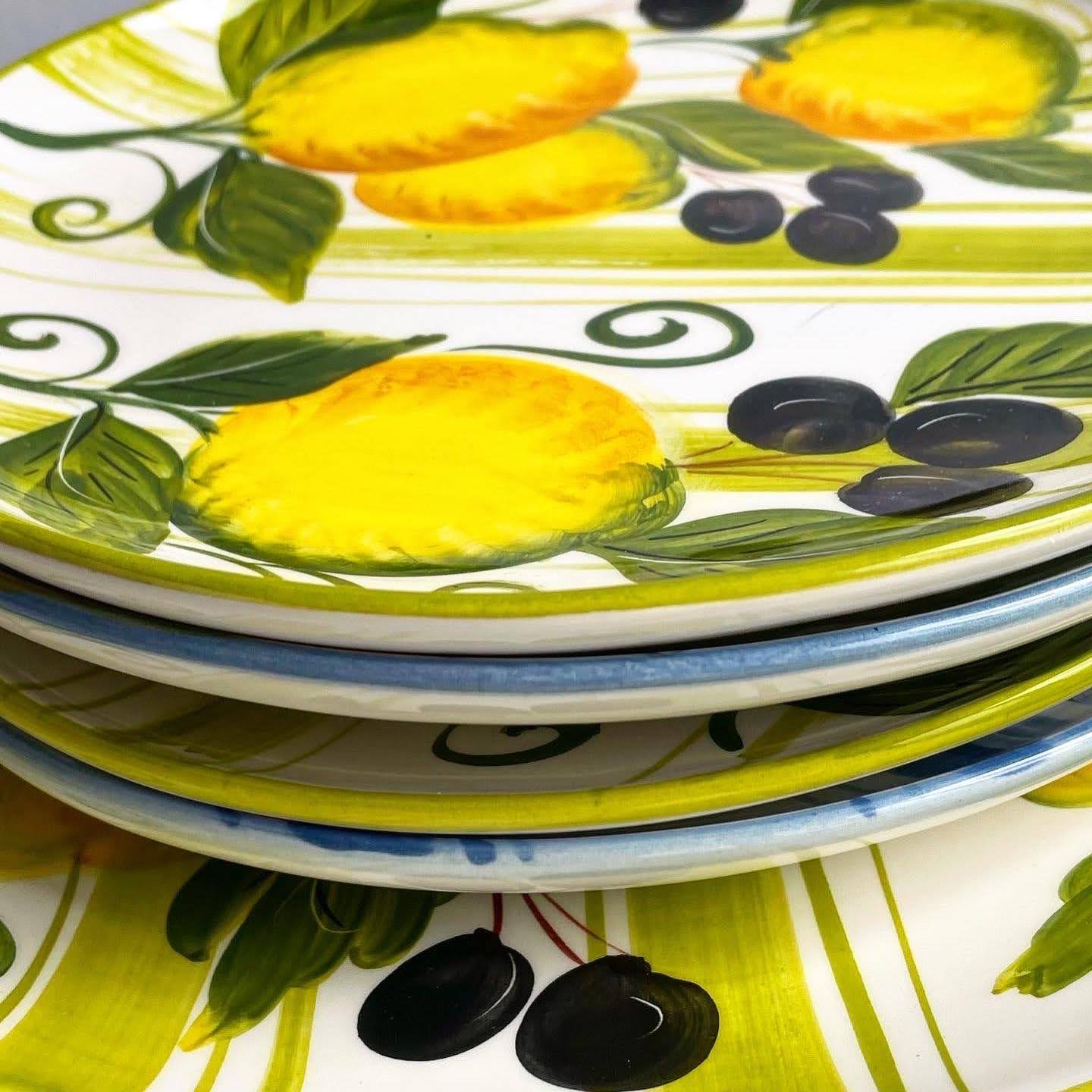Blue or Green Stripe Lemon Plates