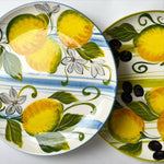 Load image into Gallery viewer, Blue or Green Stripe Lemon Plates Made in Italy
