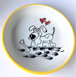 Load image into Gallery viewer, BW Dog Loves a Bone Ceramic Bowls
