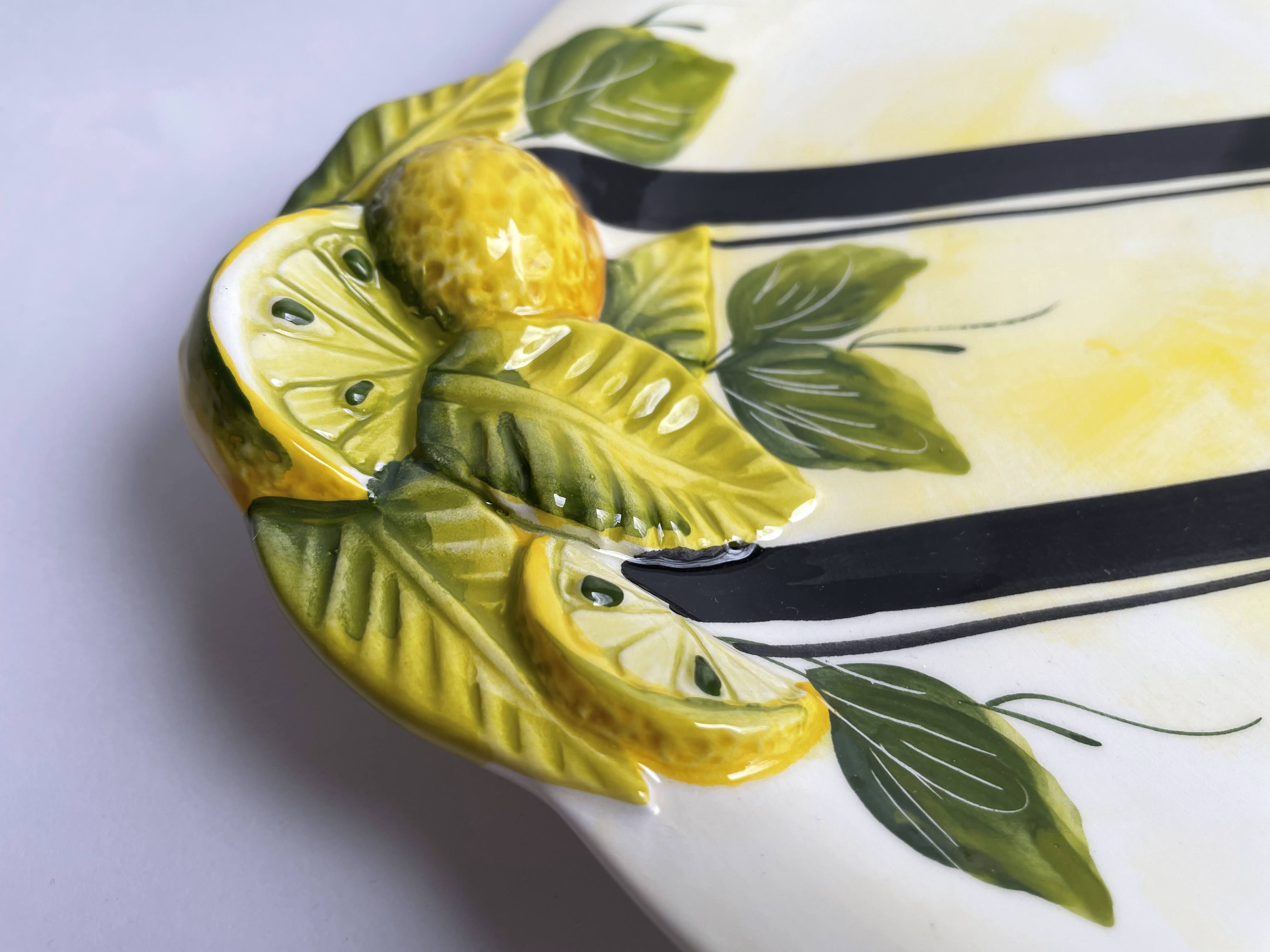BW Stripe Embossed Lemon Plate