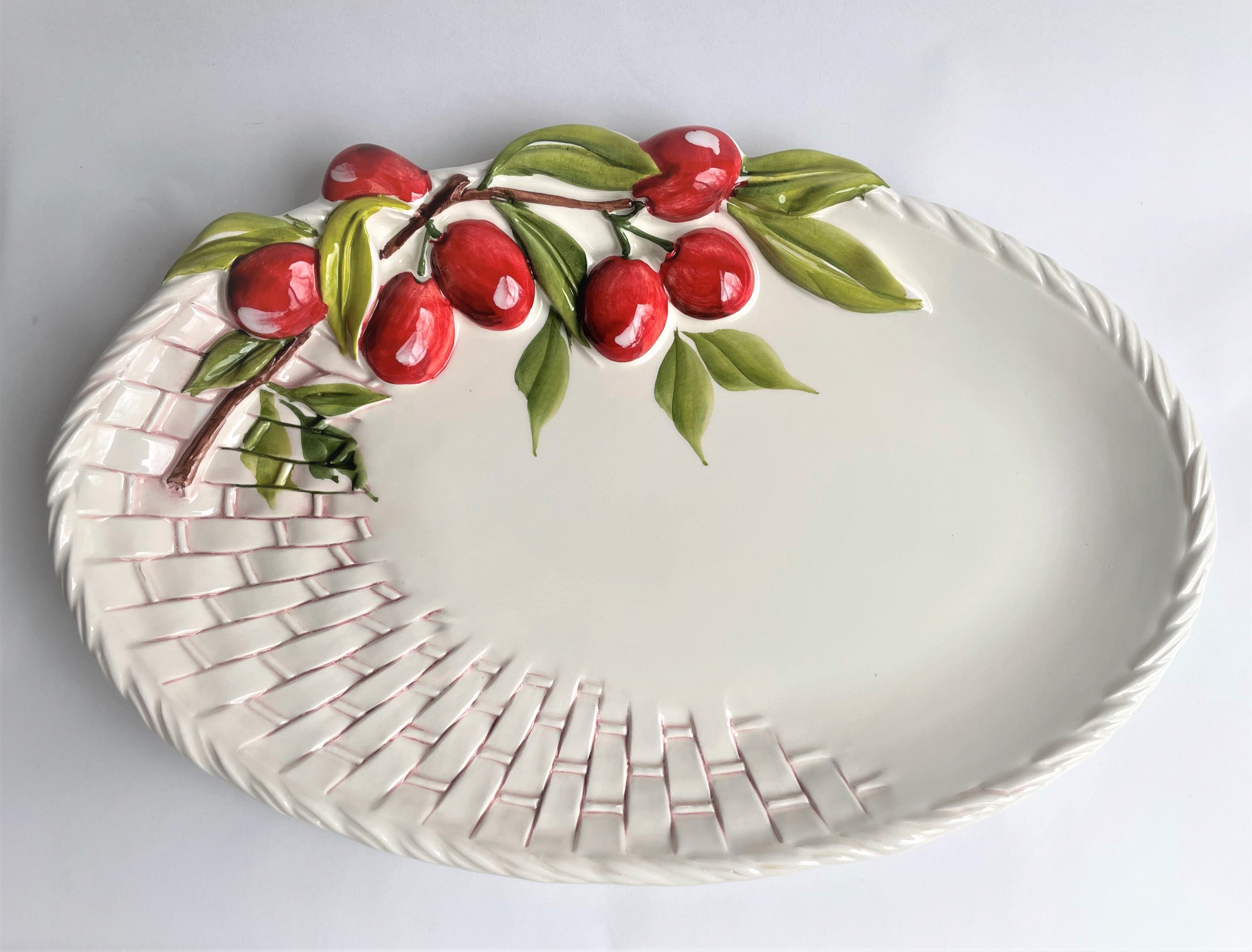 Embossed Cherry Basket Weave Oval Platter