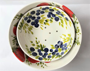 Blueberry Ceramic Colander & Plate Set
