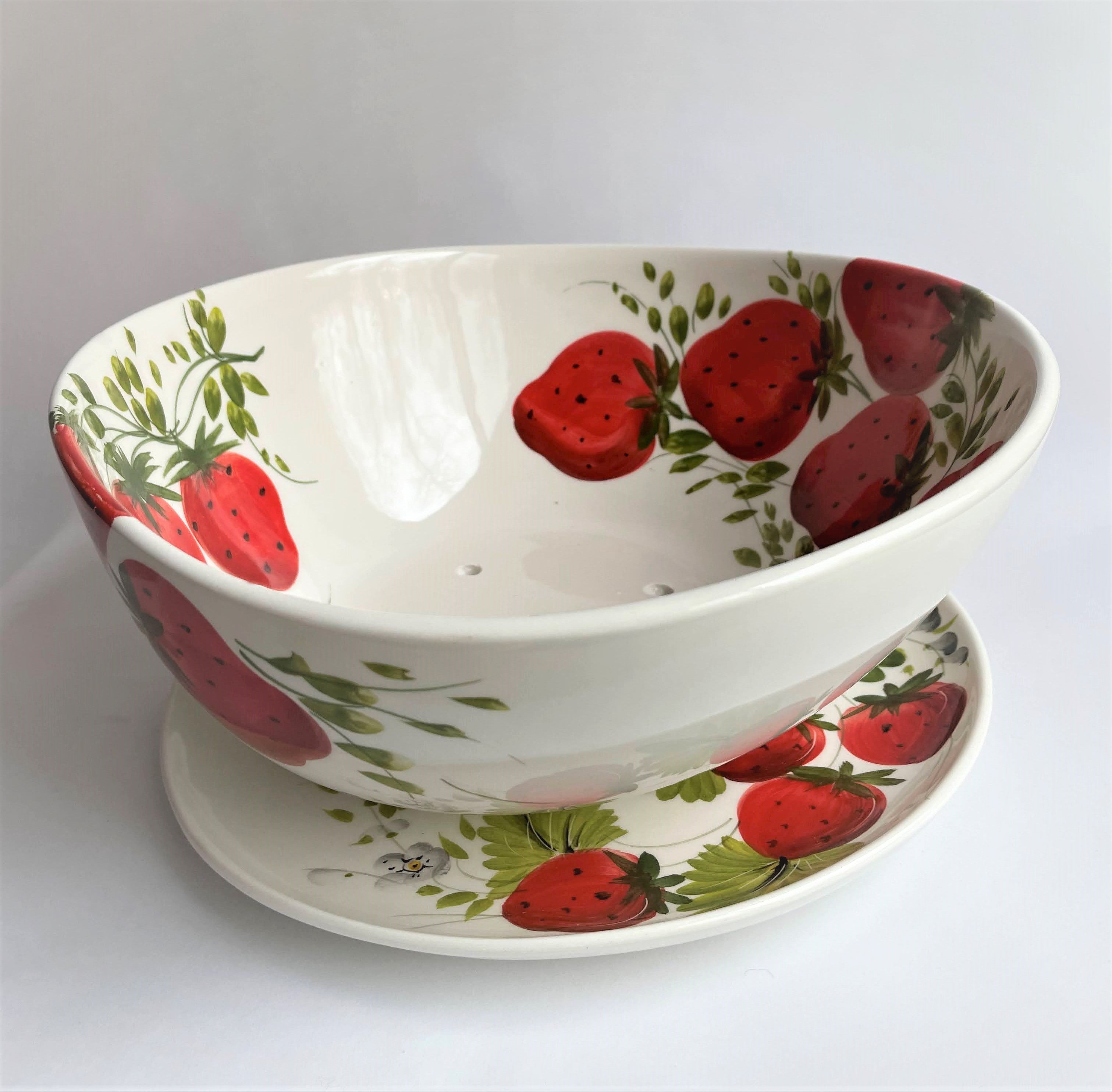 Strawberry Ceramic Colander Set