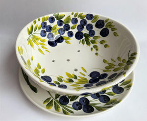 Blueberry Ceramic Colander & Plate Set