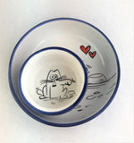 Load image into Gallery viewer, BW Cartoon Cat Ceramic Bowls
