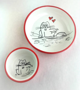 BW Cartoon Cat Ceramic Bowls