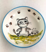 Load image into Gallery viewer, Striped Sad Cat Ceramic Bowls
