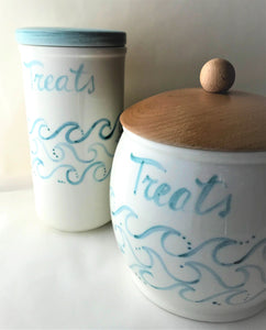 Treat Cannister w/ Ocean Waves