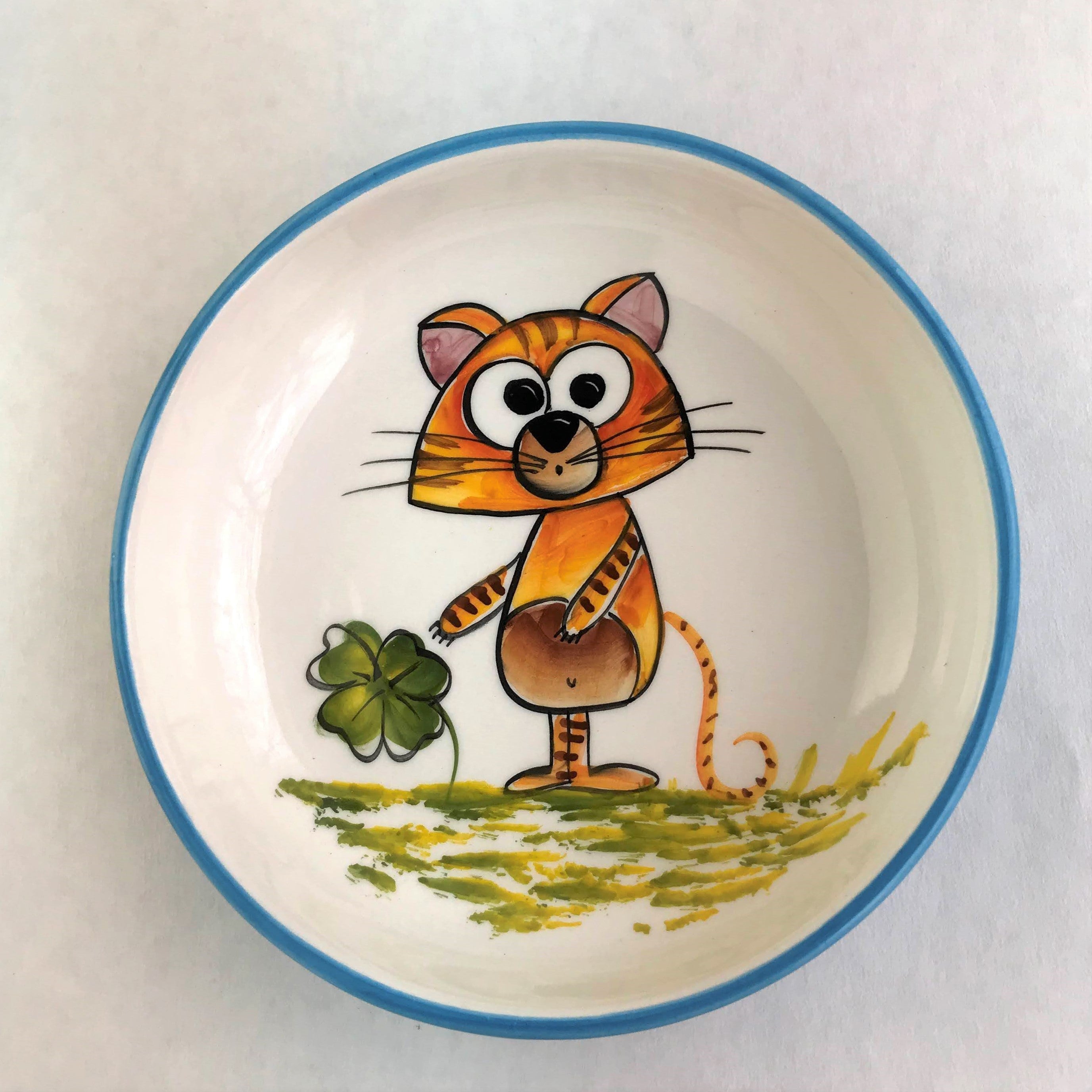 Lucky Cat w/ Clover Ceramic Bowls