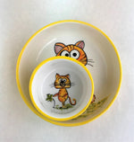 Load image into Gallery viewer, Lucky Cat w/ Clover Ceramic Bowls
