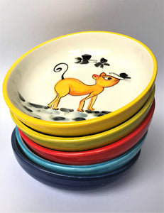 Cat w/ Butterfly Ceramic Bowls