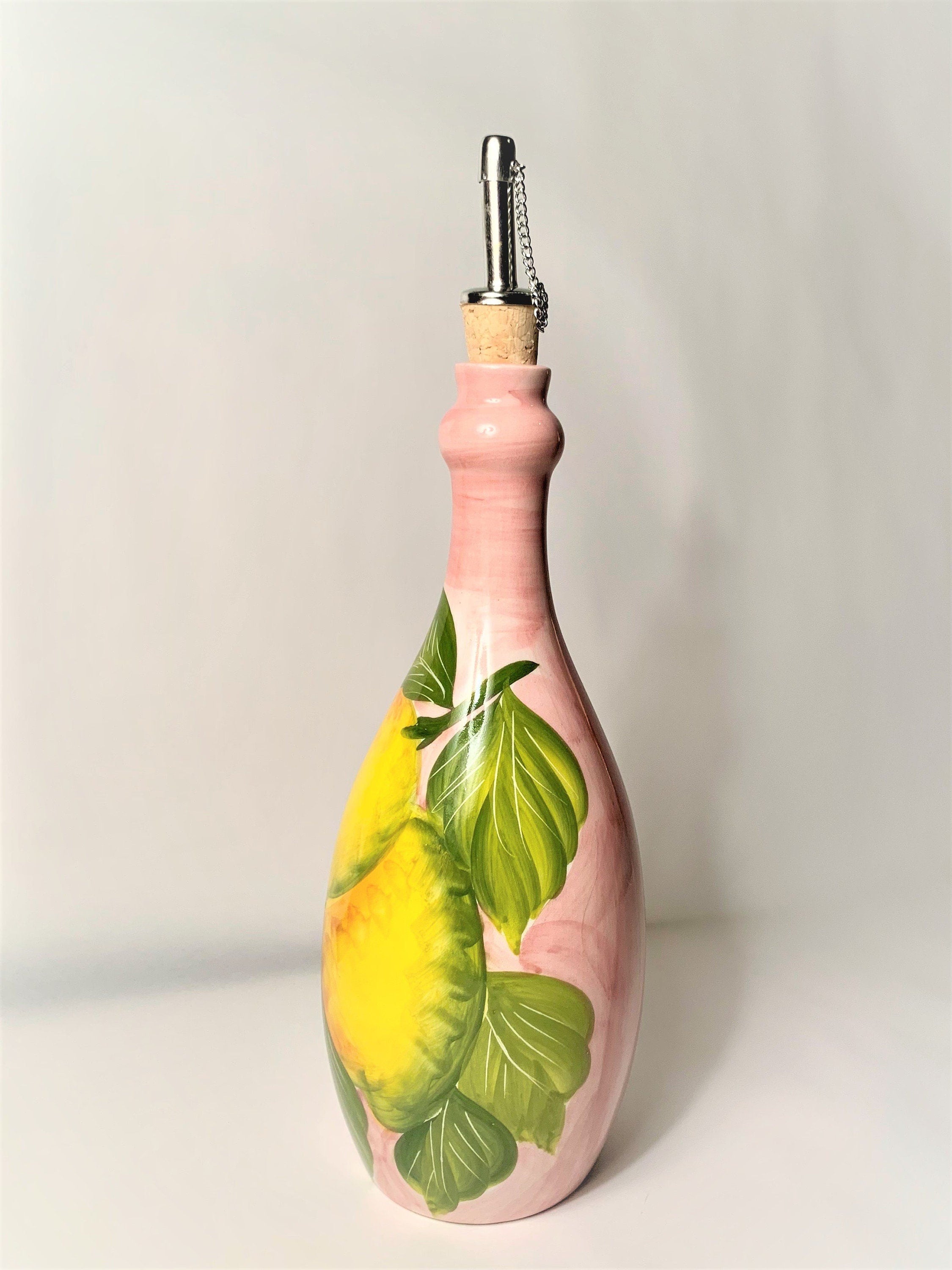 Lemon Painted Olive Oil Bottles