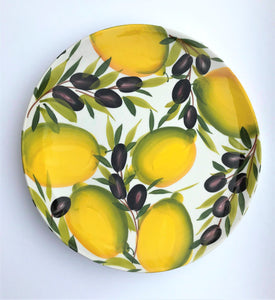 Lemon/Olive Hand-painted Dinner Plates Made in Italy
