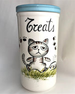 Load image into Gallery viewer, Striped Sad Cat Treat Cannister
