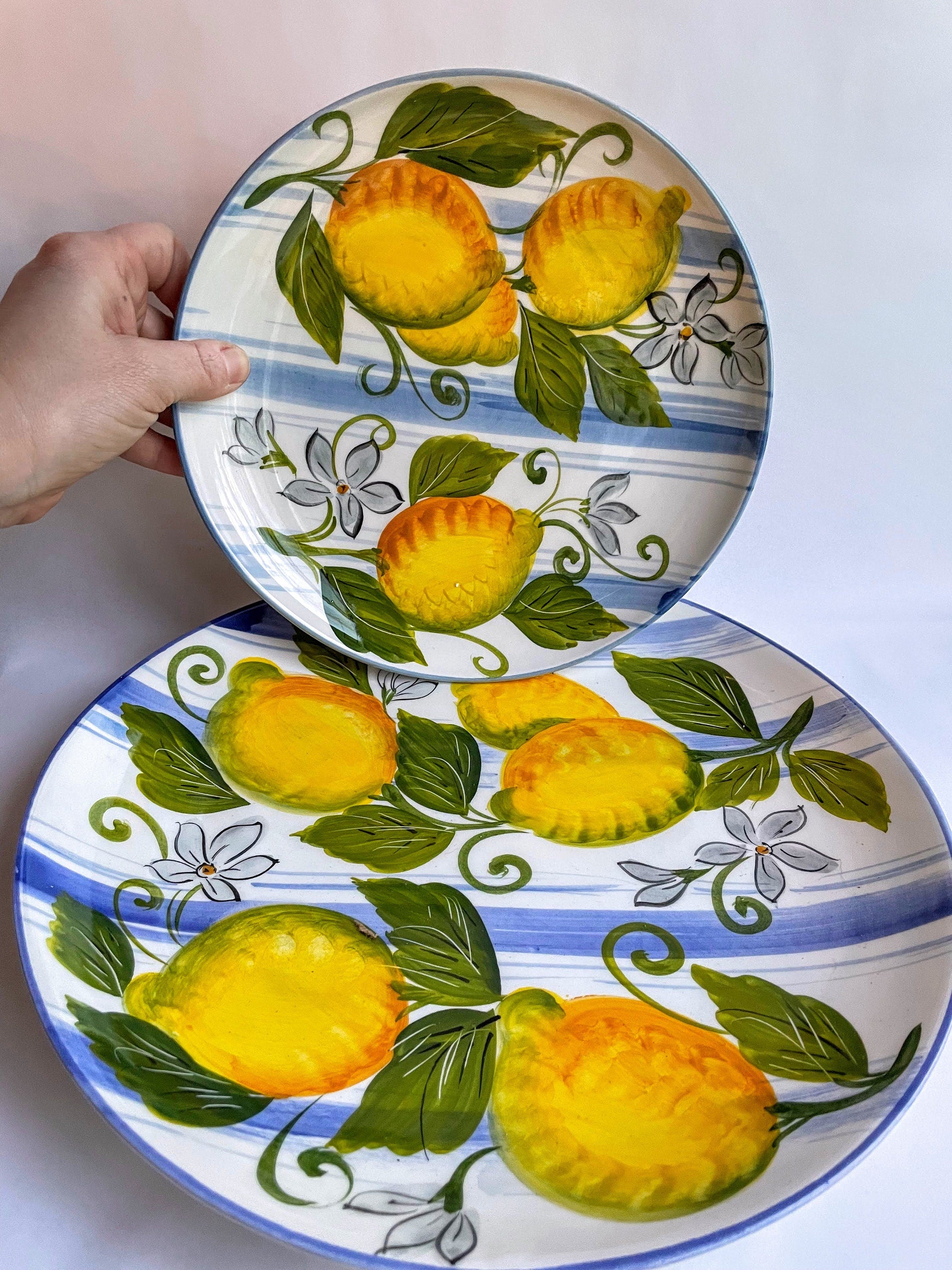 Handmade Stripe Lemon Plates Made in Italy