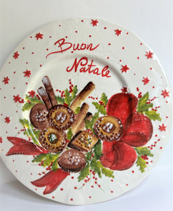 Buon Natale Panettone, Biscotti, Blue Christmas Serving Plates