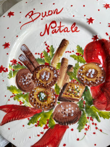 Buon Natale Panettone, Biscotti, Blue Christmas Serving Plates
