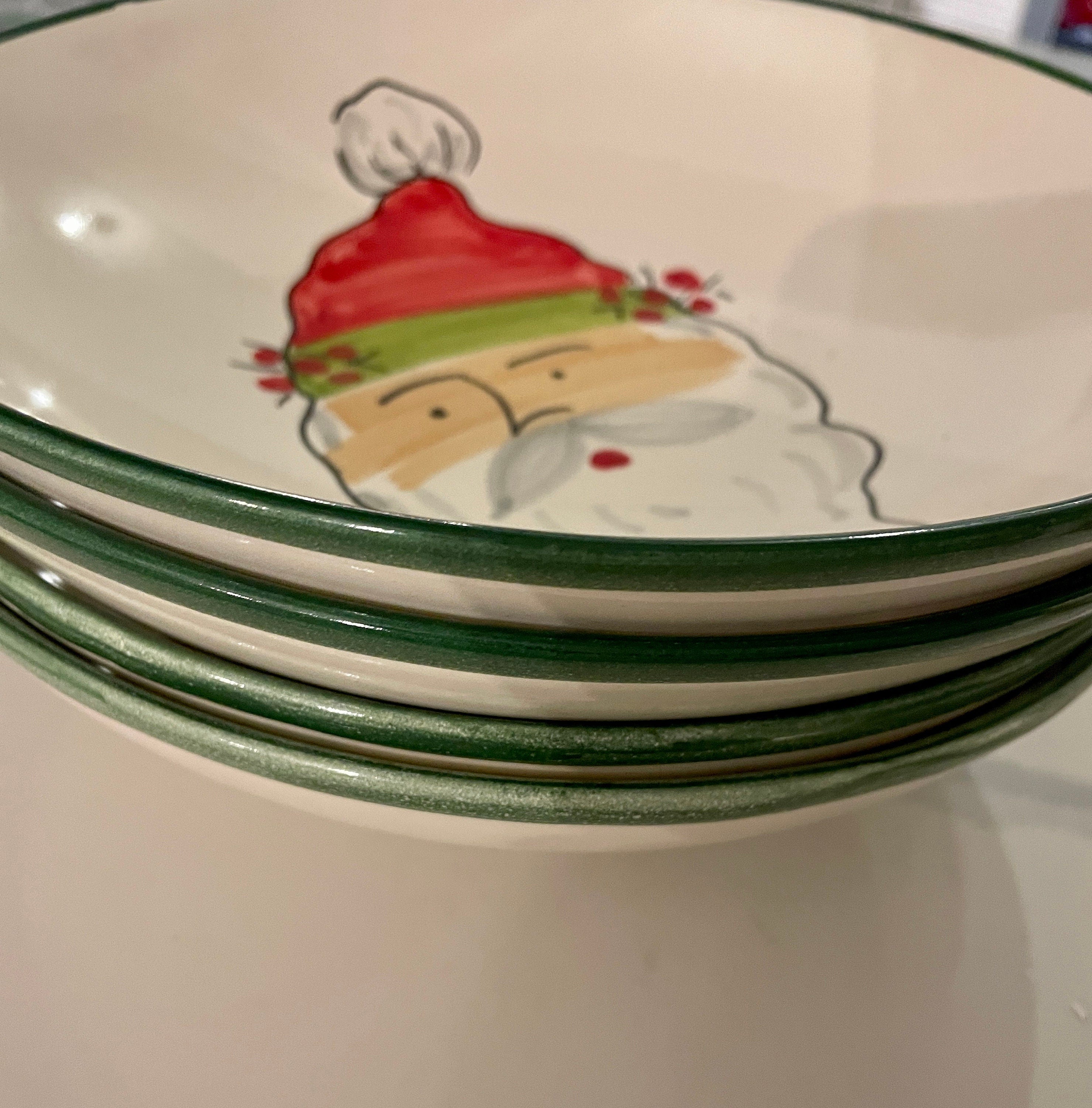 Vietri Christmas Santa Pasta or soup Bowls Set of 4