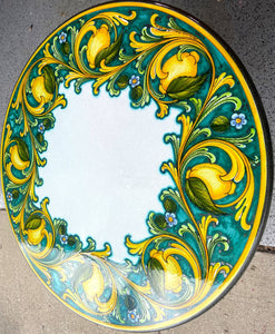 Round table hand painted on lava stone